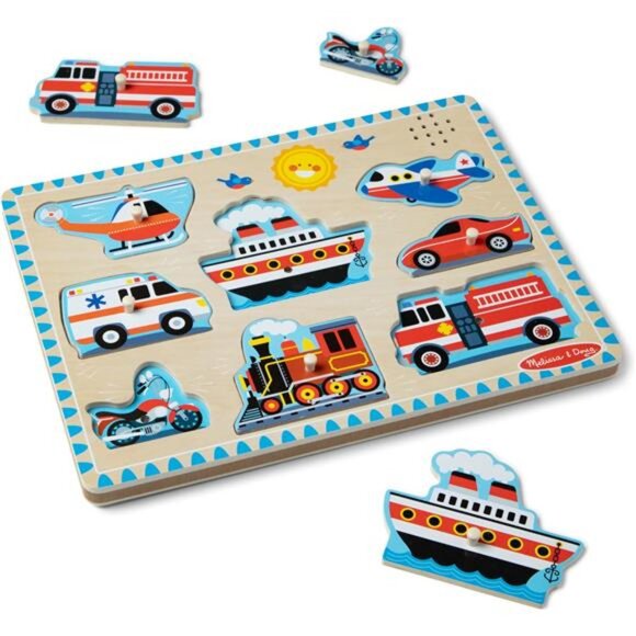 Vehicles Sound Puzzle - Wooden Peg Puzzle With Sound Effects (8pcs)-Sound Puzzle - Picture 4 of 7